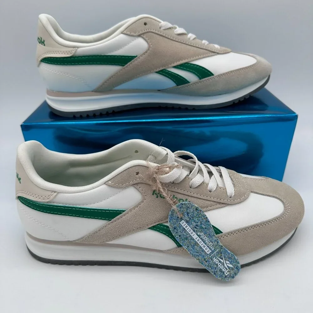 Reebok Men's Fiori Casual Retro White Ortholite Sneaker, Size 10.5,‎ Green/White